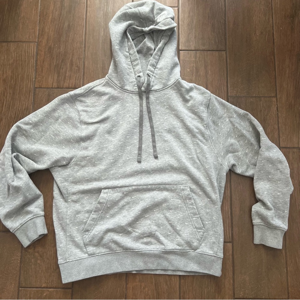 Nike Gray Pullover Sweatshirt Hoodie Swoosh Design size M